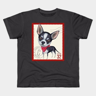 Funny Black and White Chihuahua Dog posing cutely Kids T-Shirt